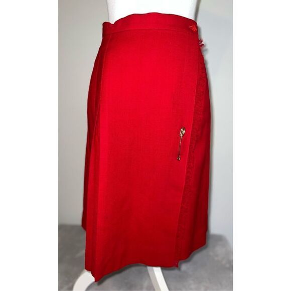 Women’s 100% Wool Red Vintage Midi Skirt - Picture 1 of 7